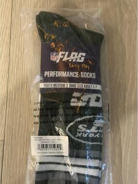 NFL Flag New York Jets Performance Socks Youth Medium Green Adult Shoe Size 1-7